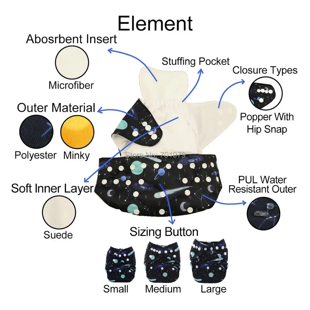 couche-culotte en tissu pour bébé couche-culotte en tissu réutilisable avec 1 insert en microfibre