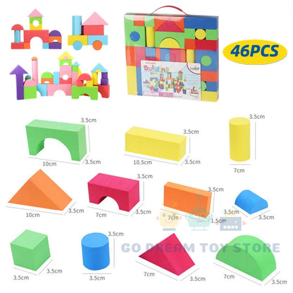 Blocs de construction EVA souples, 46 pièces, jouets éducatifs pour enfants,