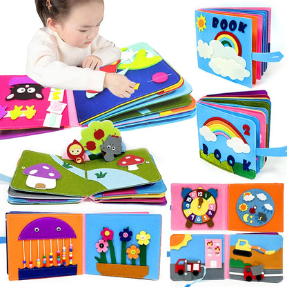 Montessori bébé occupé conseil 3D tout-petits histoire livre en tissu jouets sensoriels pour bébés