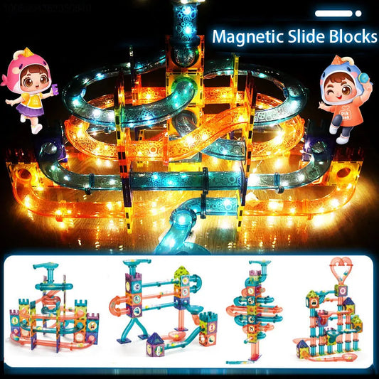 LED blocs magnétiques piste Construction brique perle balle enfants jouets Construction
