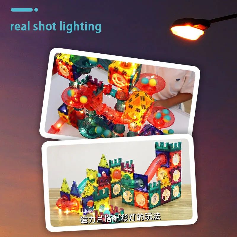 LED blocs magnétiques piste Construction brique perle balle enfants jouets Construction