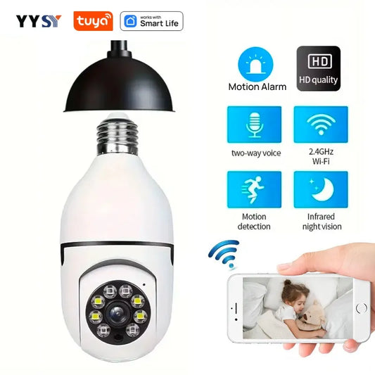 Tuya Smart Home 2.4G E27 Bulb Wifi Surveillance Camera HD Night Security Video Surveillance Supprt Two Way Audio Mobile Motion