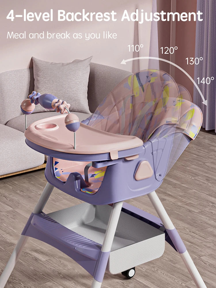 Chaise de repas inclinable pour bébé, multifonctionnelle et pliable, pour enfants de 6 mois à 6 ans