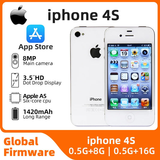 Used Original Apple Iphone 4s Phone Dual core 8GB/16GB/32GB 8MP Camera GPS 3.5'' TouchScreen used phone
